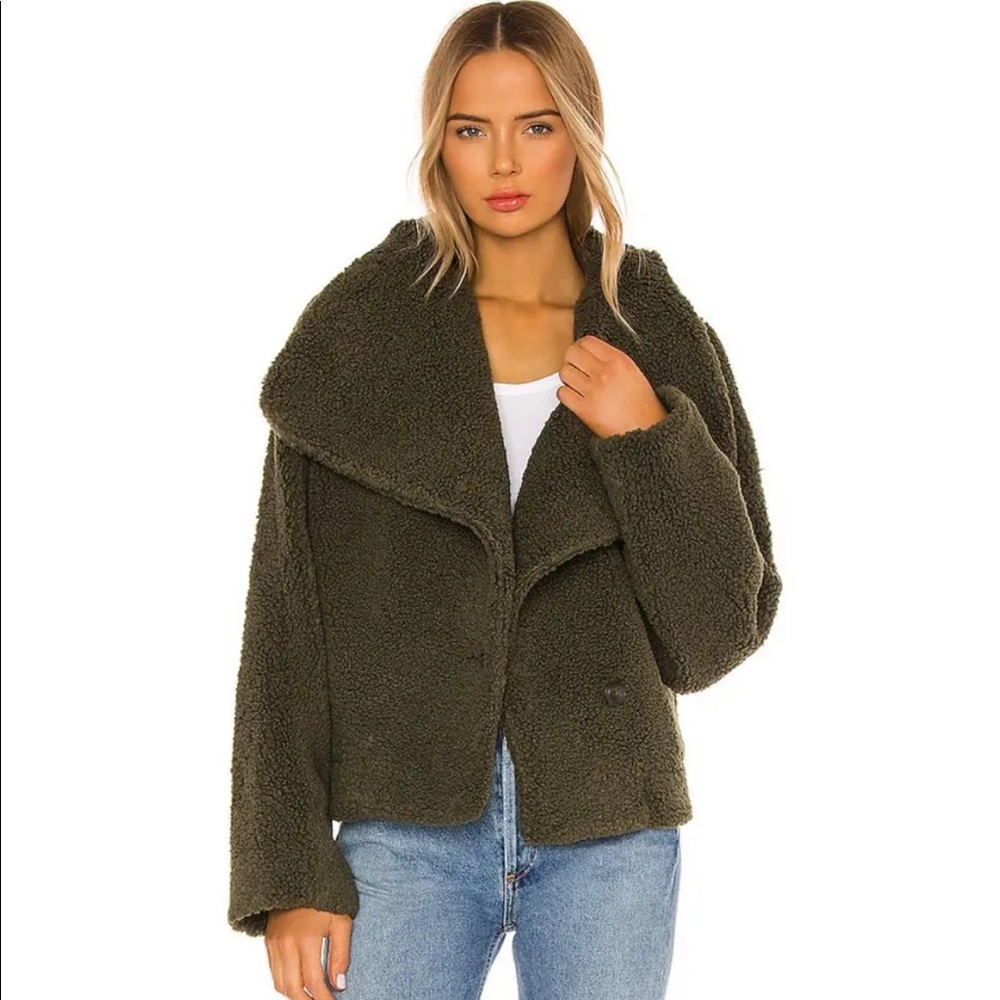 We the free people Izzy Wrap Teddy Jacket In Green.